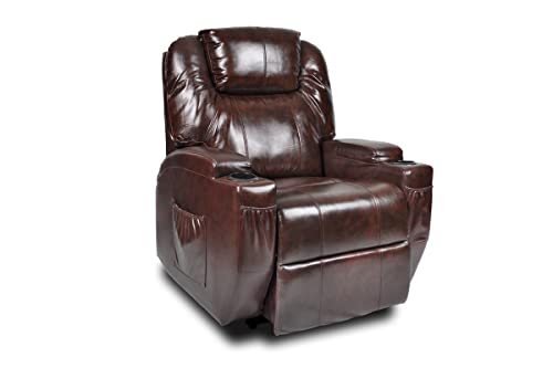 Recliner Lift Heat Massage Armchair Sofa Leather 2 Motor Chair Brown Furniture > Sofas > Sofas & Sofa Beds