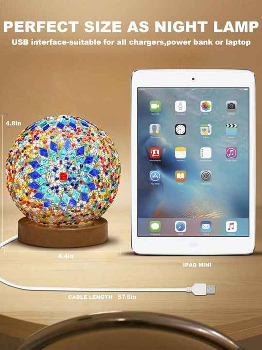 Orange Handmade Mosaic Glass Lamp Vibrant Decorative Table Light Home & Garden > Lighting > Night Lights & Ambient