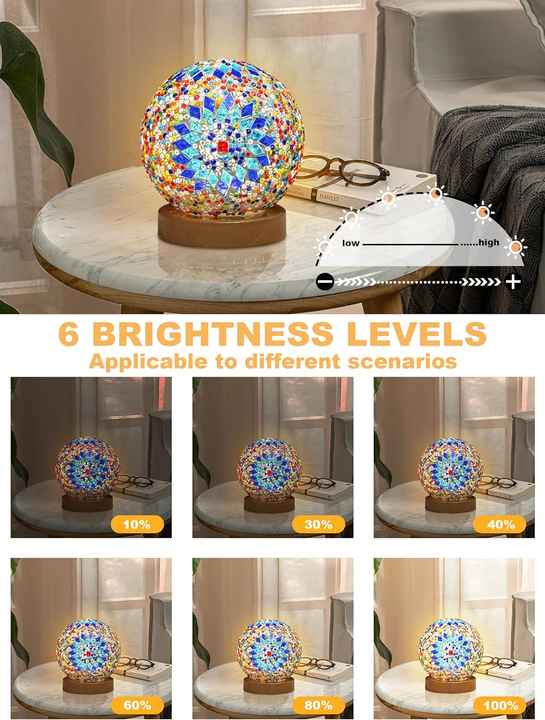 Wavy Orange Handmade Mosaic Glass Lamp Vibrant Decorative Table Light Home & Garden > Lighting > Night Lights & Ambient