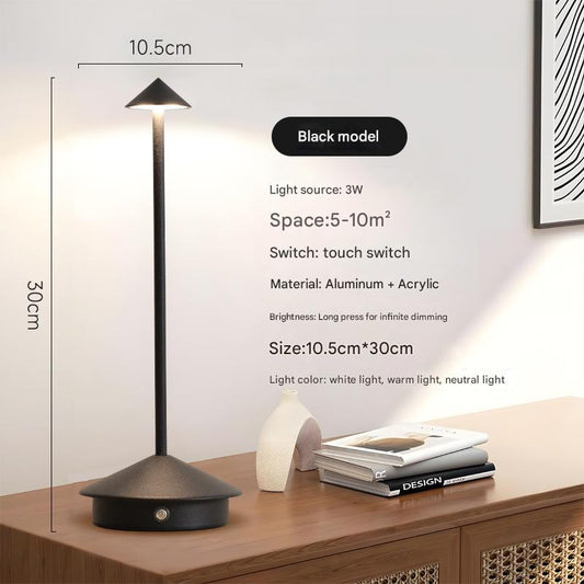 Black Modern Minimalist Aluminum LED Mushroom Night Light Creative Bedside Atmosphere Lamp for Dining Room and Bedroom