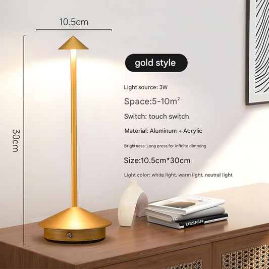 Gold Modern Minimalist Aluminum LED Mushroom Night Light Creative Bedside Atmosphere Lamp for Dining Room and Bedroom