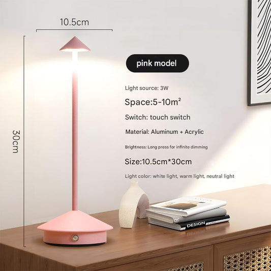 Pink Modern Minimalist Aluminum LED Mushroom Night Light Creative Bedside Atmosphere Lamp for Dining Room and Bedroom