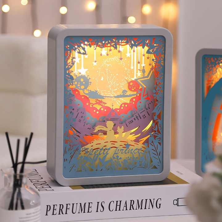 Moonlight Lovers 3D Paper Carving Night Light USB Or Battery Powered Decorative Bedside Lamp | Atmosphere Lamp