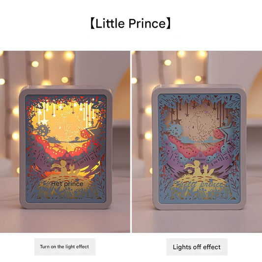 The Little Prince 3D Paper Carving Night Light USB Or Battery Powered Decorative Bedside Lamp | Atmosphere Lamp