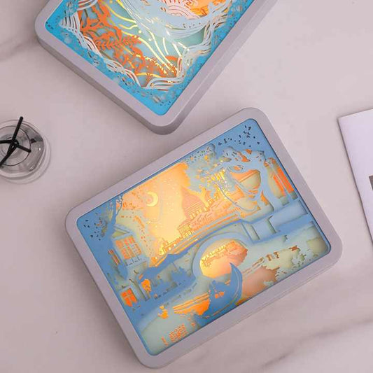 Mermaid 3D Paper Carving Night Light USB Or Battery Powered Decorative Bedside Lamp | Atmosphere Lamp for Bedroom