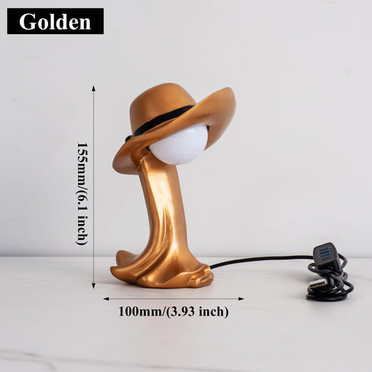Gold Creative Cowboy Hat USB Table Lamp for Home and Office Decor Home & Garden > Lighting > Table Lamps