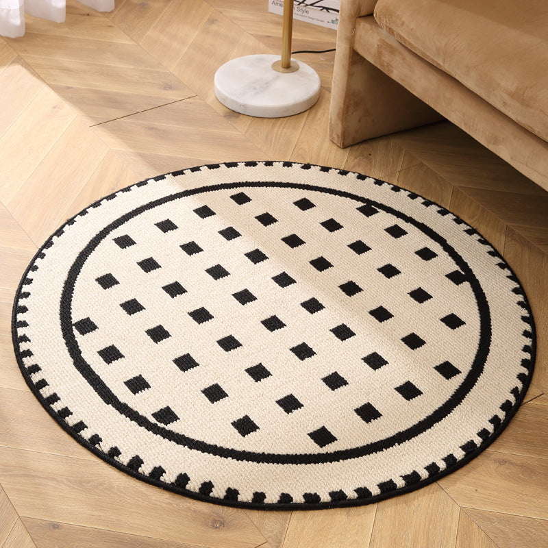 Grunge White Modern Round Area Rug with Geometric Black and White Pattern Home & Garden > Rugs > Round Rugs