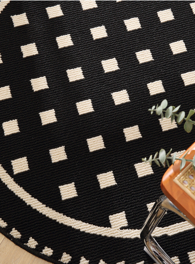 Vine Modern Round Area Rug with Geometric Black and White Pattern Home & Garden > Rugs > Round Rugs