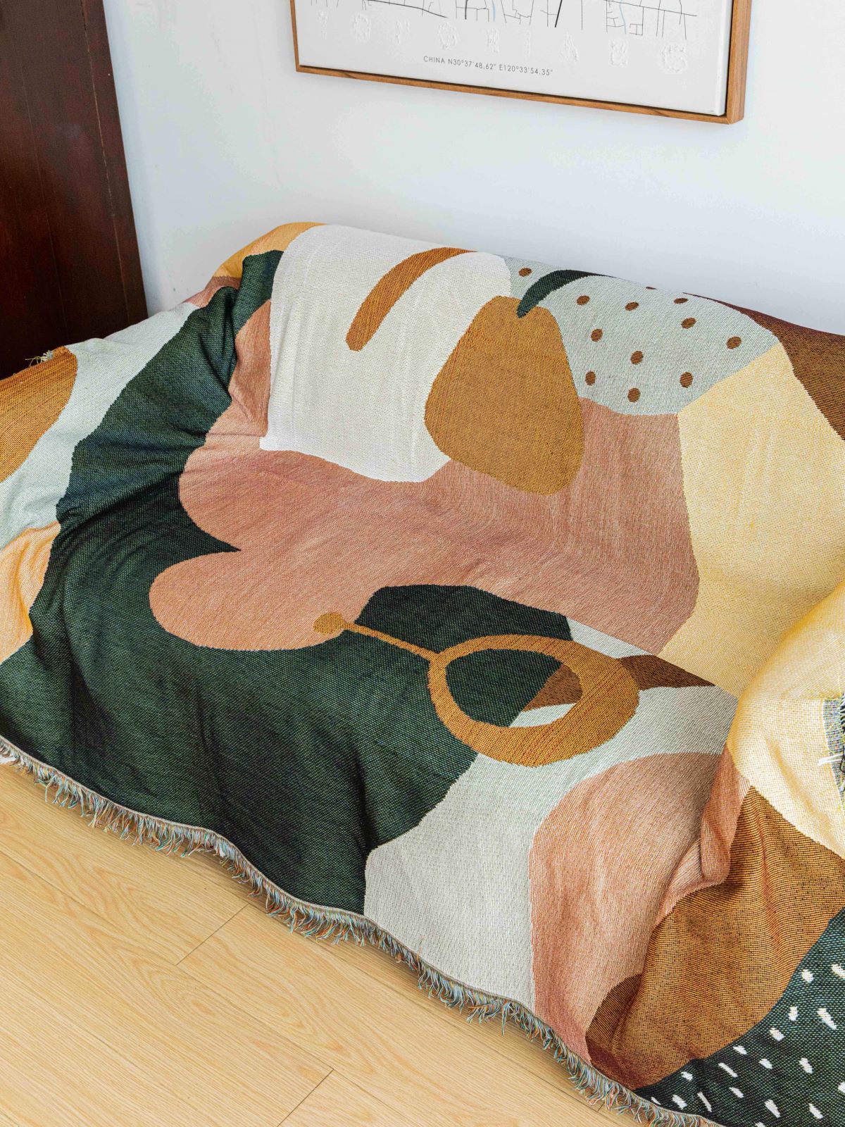 Boho Abstract Woven Blanket – 180x130cm Decorative Throw with Tassel Edges Home & Garden > Rugs > Floor Rugs