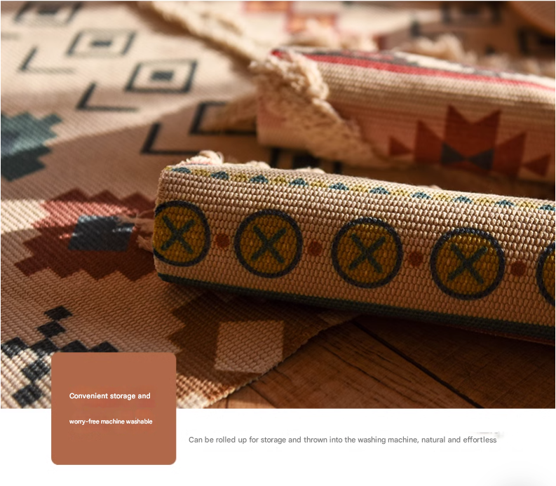 Handwoven Cotton Tassel Floor Rug for Bedroom or Living Room|Soft Modern Geometric Design,60x90cm Home & Garden > Rugs