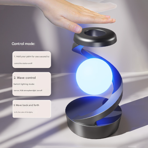 White Modern Levitating LED Desk Lamp - Spiral Design Atmosphere Light - Home & Garden > Lighting > Table Lamps
