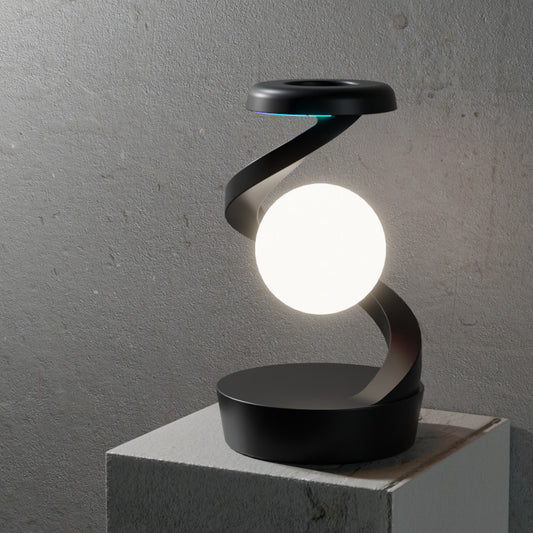 Black Modern Levitating LED Desk Lamp - Spiral Design Atmosphere Light - Home & Garden > Lighting > Table Lamps
