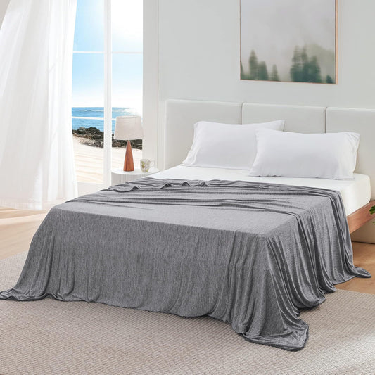Blue Queen Size 200x150CM Cooling Blanket for Hot Sleepers - Lightweight Breathable All-Season Throw, Hand / Machine Washable