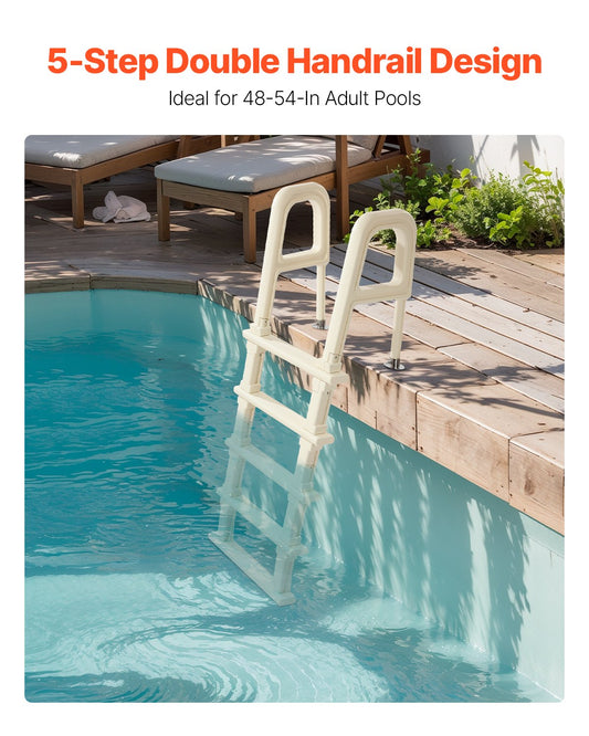 VEVOR 5-Step Inclined Robust Pool Ladder of 2 Handrails for 1219.2-1371.6mm Pool