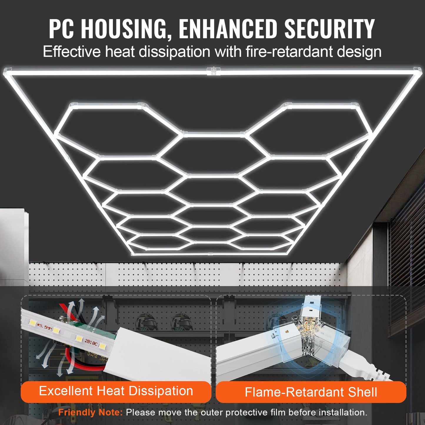 VEVOR Hexagon Garage Lights 86400LM 5 Grid Honeycomb LED Shop Ceiling Light Home & Garden > Lighting > Night Lights &