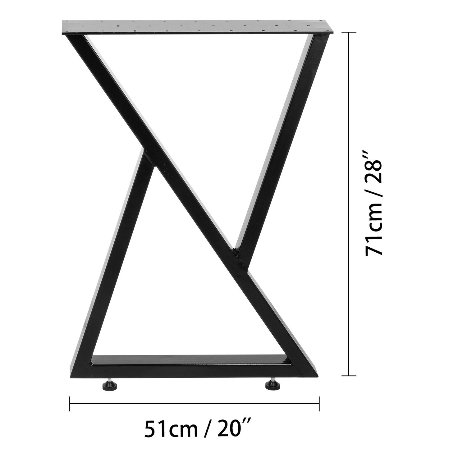 VEVOR Metal Table Legs Set of 2 Dining Table Legs Black Desk Legs 28 Height 20 Width Heavy Duty Bench Legs Zig Zag