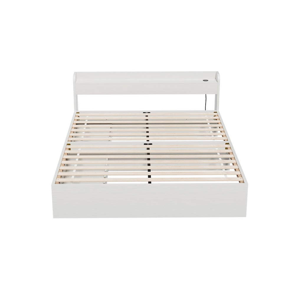 Artiss Bed Frame Double Size Mattress Base wtih Charging Ports 2 Storage Drawers - Furniture > Bedroom > Beds & Bed