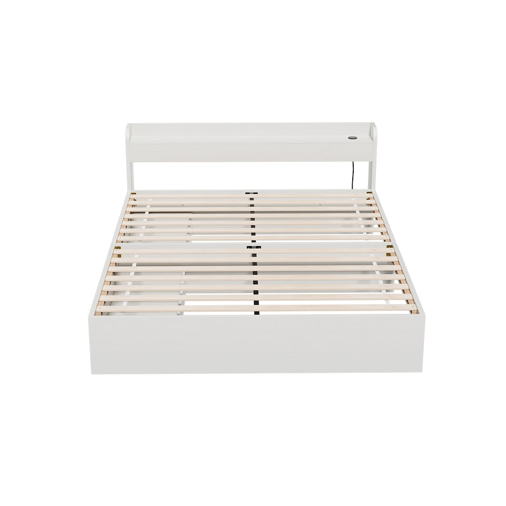 Artiss Bed Frame Queen Size Mattress Base wtih Charging Ports 2 Storage Drawers - Furniture > Bedroom > Beds & Bed