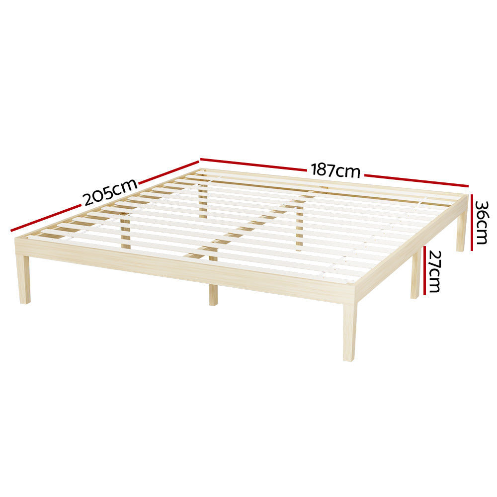 Artiss Bed Frame King Size Wooden Base Mattress Platform Timber Pine BRUNO - Furniture > Bedroom > Beds & Bed Frames