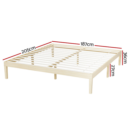 Bed Frame King Size Wooden Base Mattress Platform Timber Pine BRUNO - Furniture > Bedroom > Beds & Bed Frames