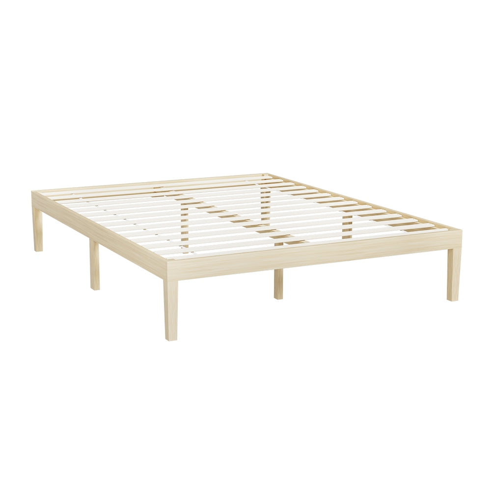 Artiss Bed Frame Queen Size Wooden Base Mattress Platform Timber Pine BRUNO - Furniture > Bedroom > Beds & Bed Frames