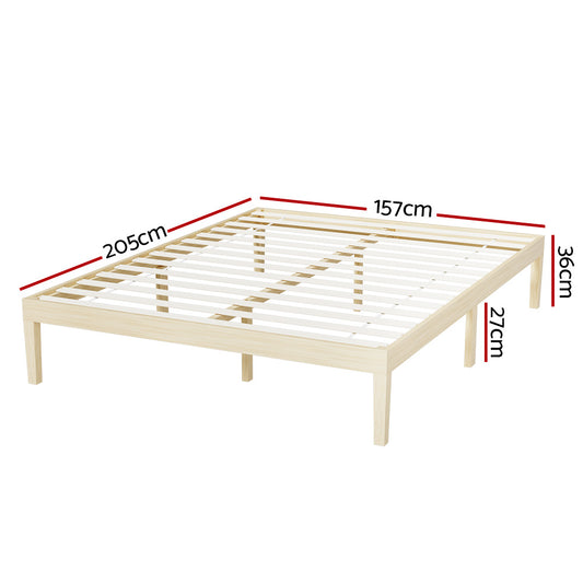 Artiss Bed Frame Queen Size Wooden Base Mattress Platform Timber Pine BRUNO Furniture > Bedroom > Beds & Bed Frames