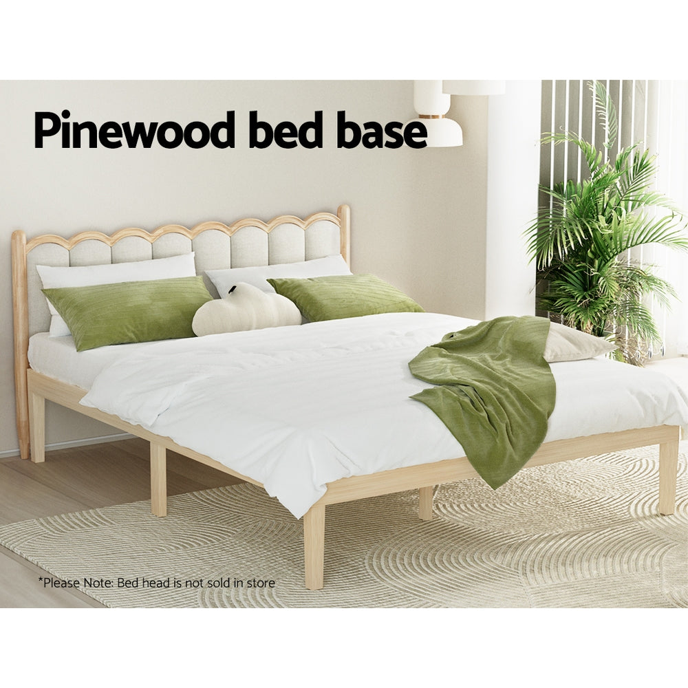 Artiss Bed Frame Queen Size Wooden Base Mattress Platform Timber Pine BRUNO - Furniture > Bedroom > Beds & Bed Frames