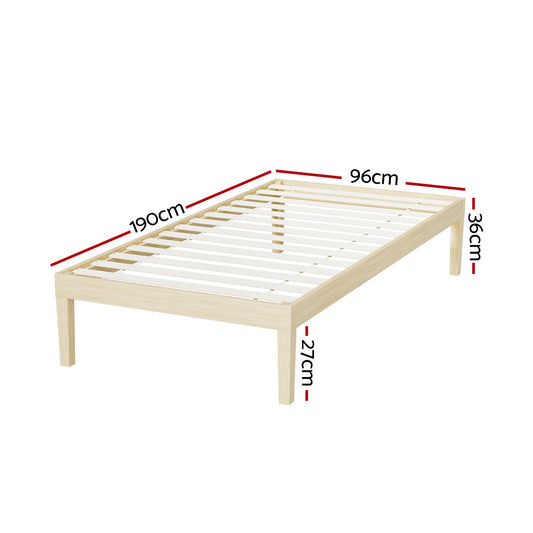 Artiss Bed Frame Single Size Wooden Base Mattress Platform Timber Pine BRUNO Furniture > Bedroom > Beds & Bed Frames