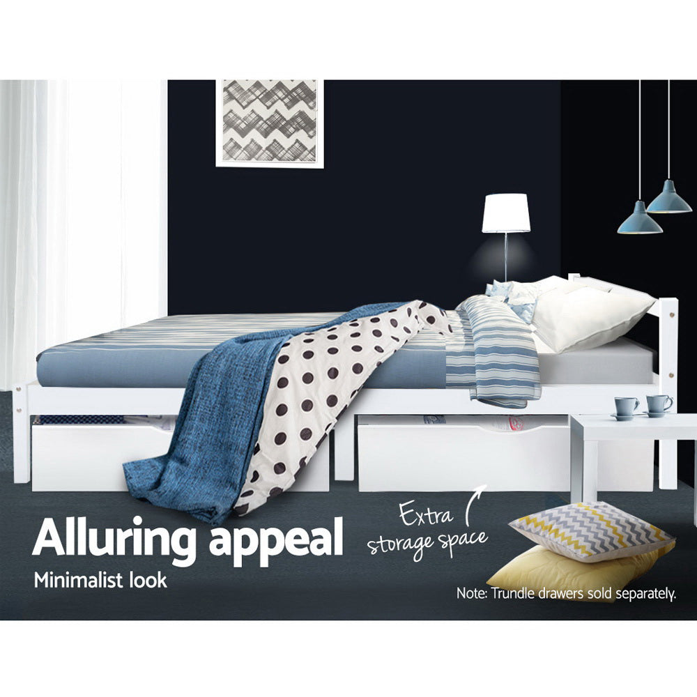 Artiss Bed Frame Double Size Wooden White LEXI - Furniture > Bedroom > Beds & Bed Frames
