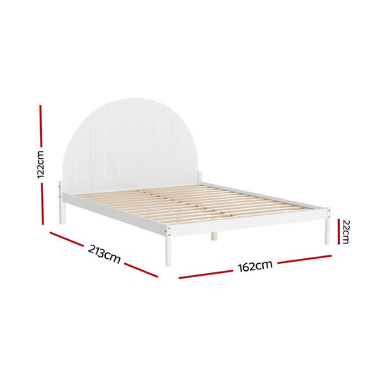 Artiss Bed Frame Queen Size Wooden White DALY Furniture > Bedroom > Beds & Bed Frames