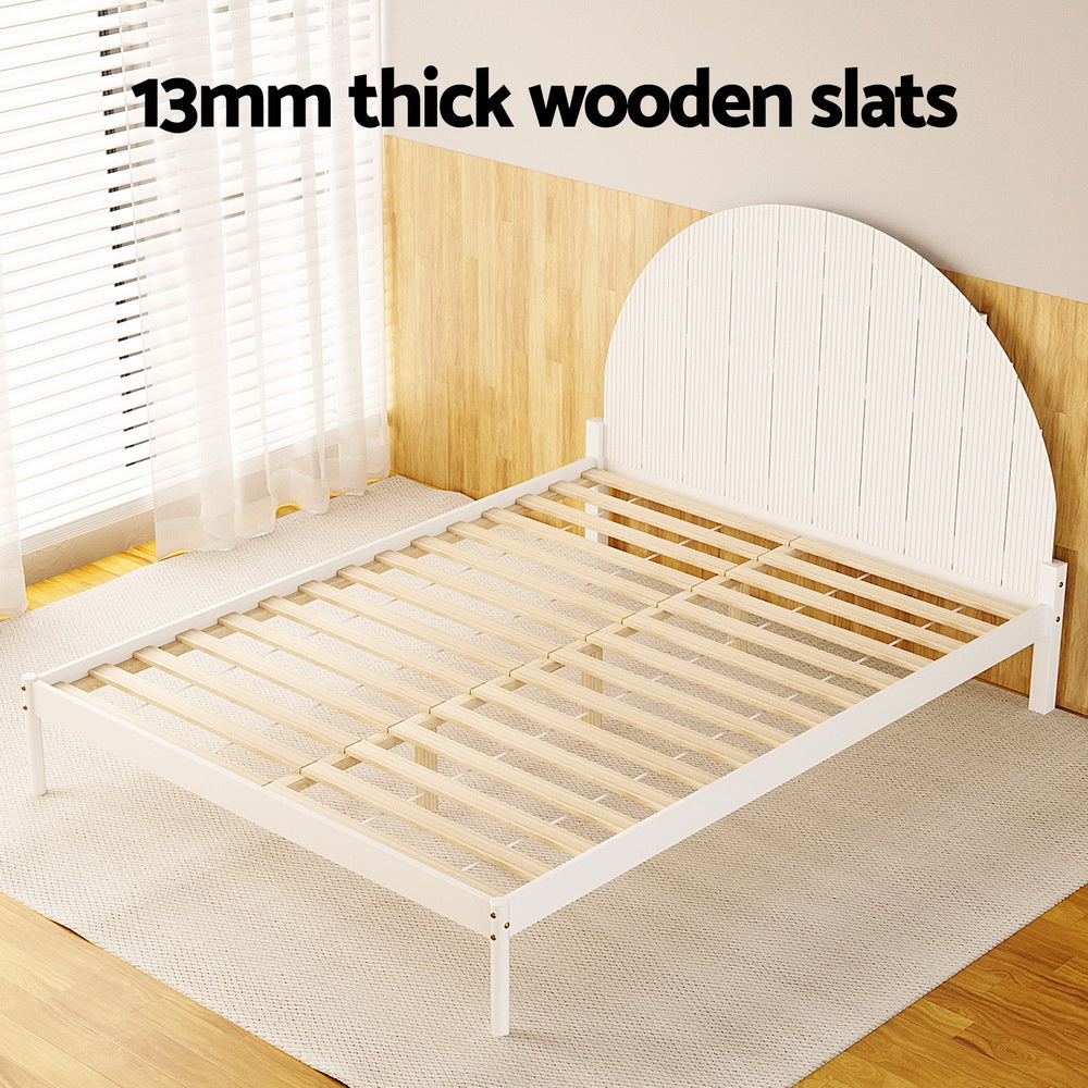 Artiss Bed Frame Queen Size Wooden White DALY - Furniture > Bedroom > Beds & Bed Frames