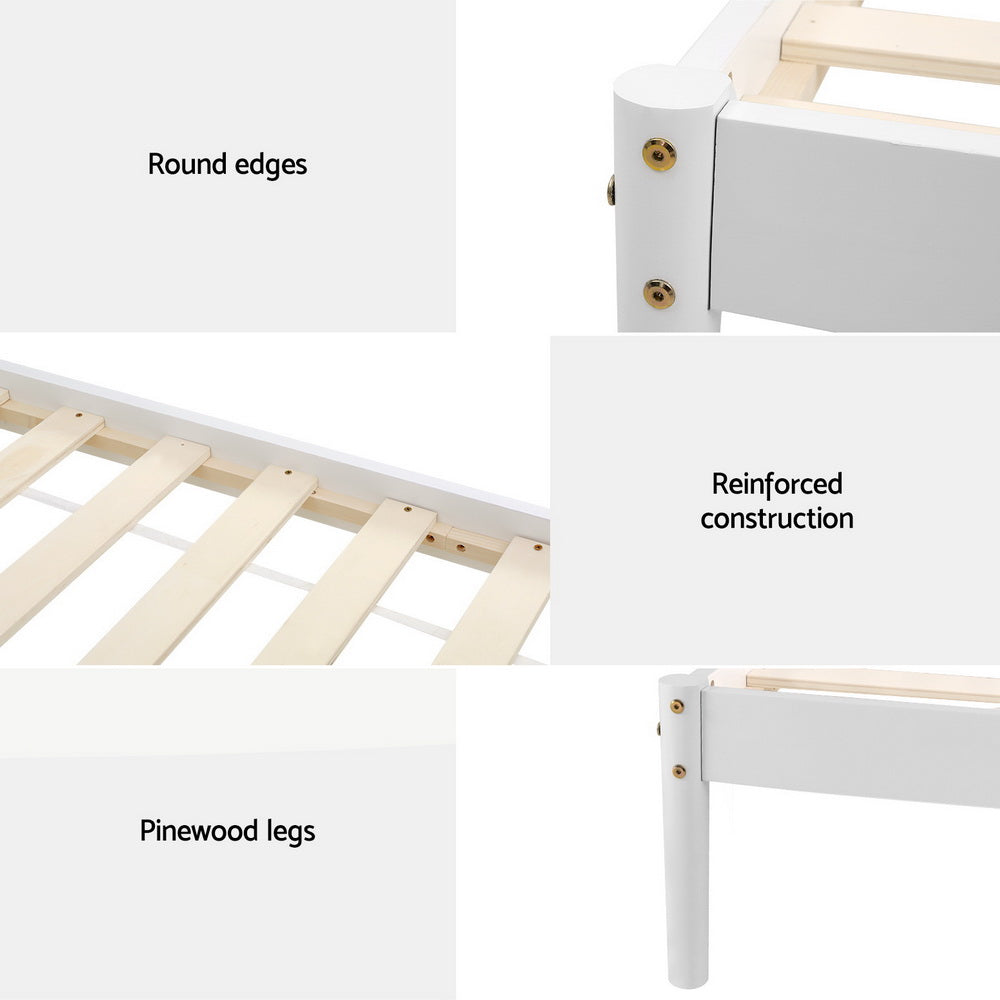 Artiss Bed Frame Queen Size Wooden White DALY - Furniture > Bedroom > Beds & Bed Frames