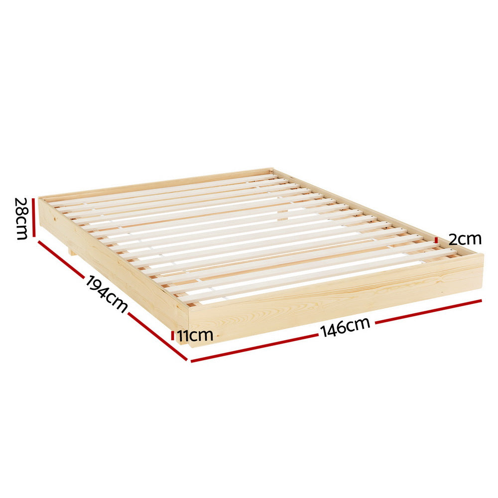 Artiss Bed Frame Double Size Floating Wooden Mattress Base Platform Timber ODIN - Furniture > Bedroom > Beds & Bed