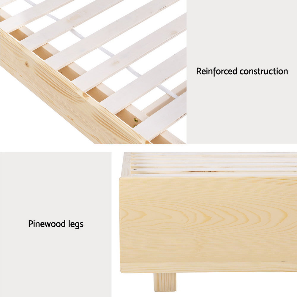 Artiss Bed Frame Double Size Floating Wooden Mattress Base Platform Timber ODIN - Furniture > Bedroom > Beds & Bed