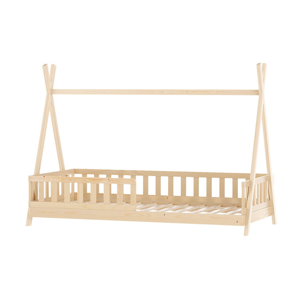 Artiss Bed Frame Wooden Kids House Frames Oak PUAH - Baby & Kids > Kid’s Furniture > Kid’s Beds & Bed Frames