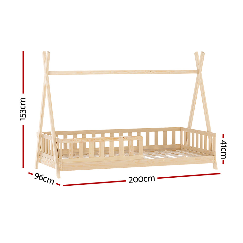 Artiss Bed Frame Wooden Kids House Frames Oak PUAH - Baby & Kids > Kid’s Furniture > Kid’s Beds & Bed Frames