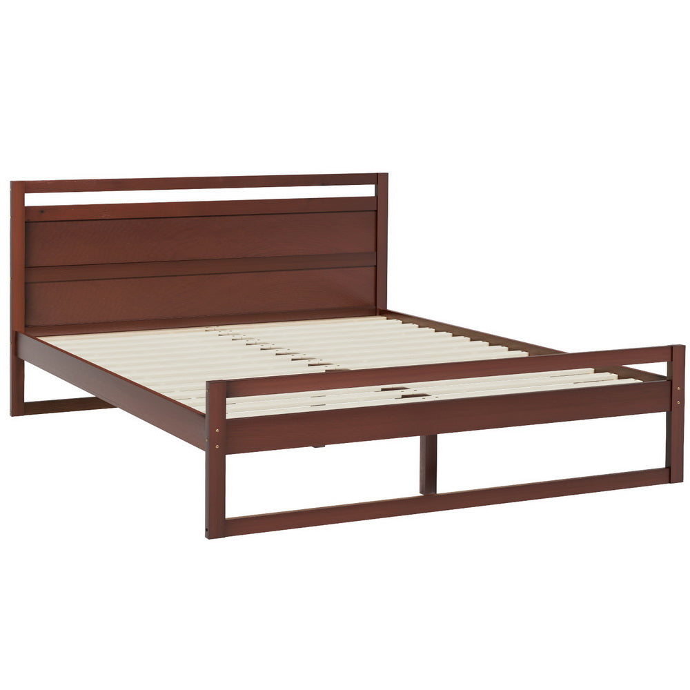 Artiss Bed Frame Queen Size Wooden Walnut WITTON - Furniture > Bedroom > Beds & Bed Frames