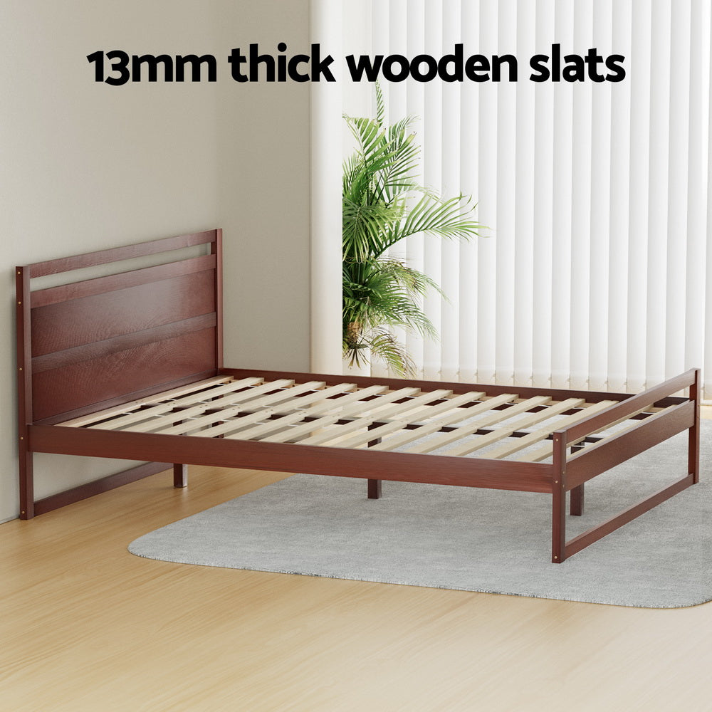 Artiss Bed Frame Queen Size Wooden Walnut WITTON - Furniture > Bedroom > Beds & Bed Frames