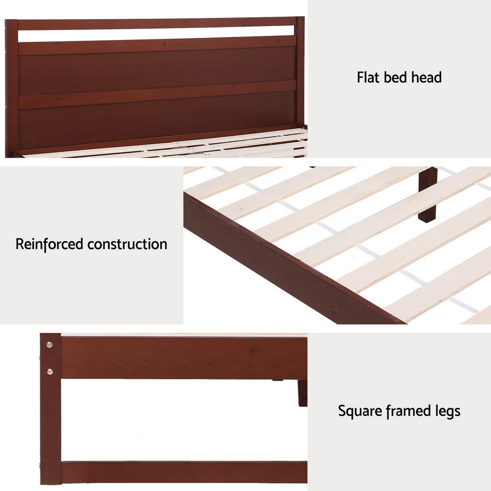 Artiss Bed Frame Queen Size Wooden Walnut WITTON - Furniture > Bedroom > Beds & Bed Frames