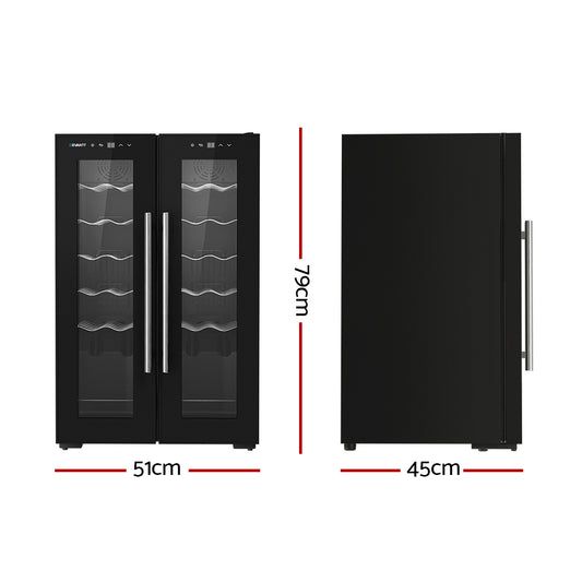 Devanti Wine Fridge Cooler Dual Zone 24 Bottles Appliances > Fridges & Freezers > Wine Fridges