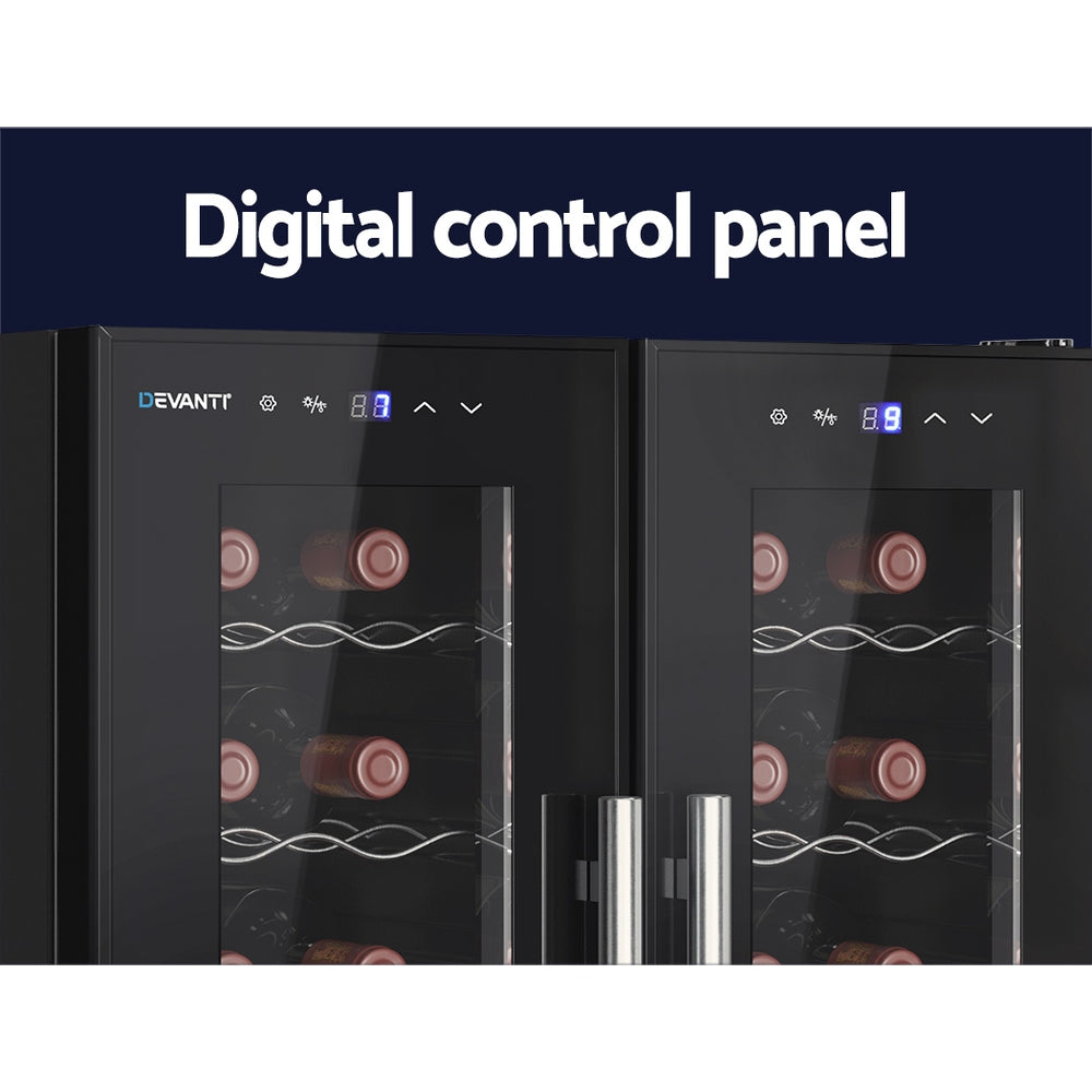 Devanti Wine Fridge Cooler Dual Zone 24 Bottles Appliances > Fridges & Freezers > Wine Fridges