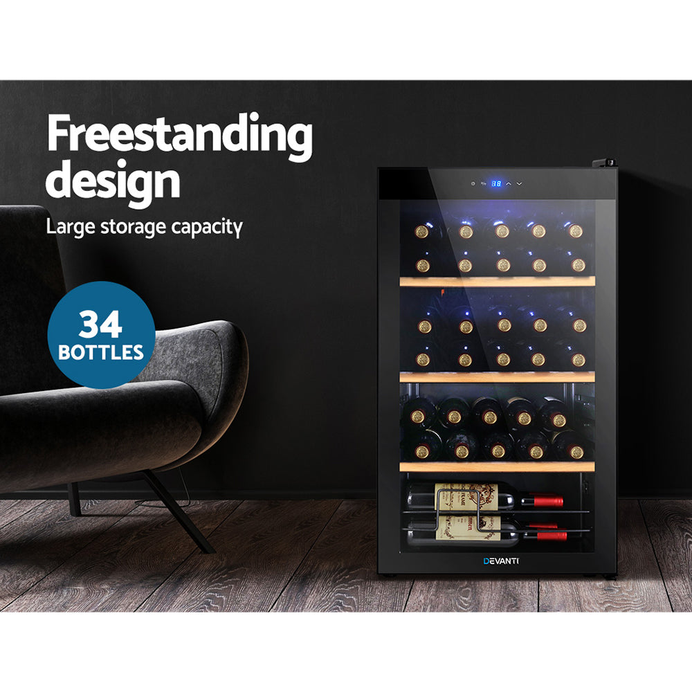 Devanti Wine Fridge Cooler 34 Bottles Appliances > Fridges & Freezers > Wine Fridges