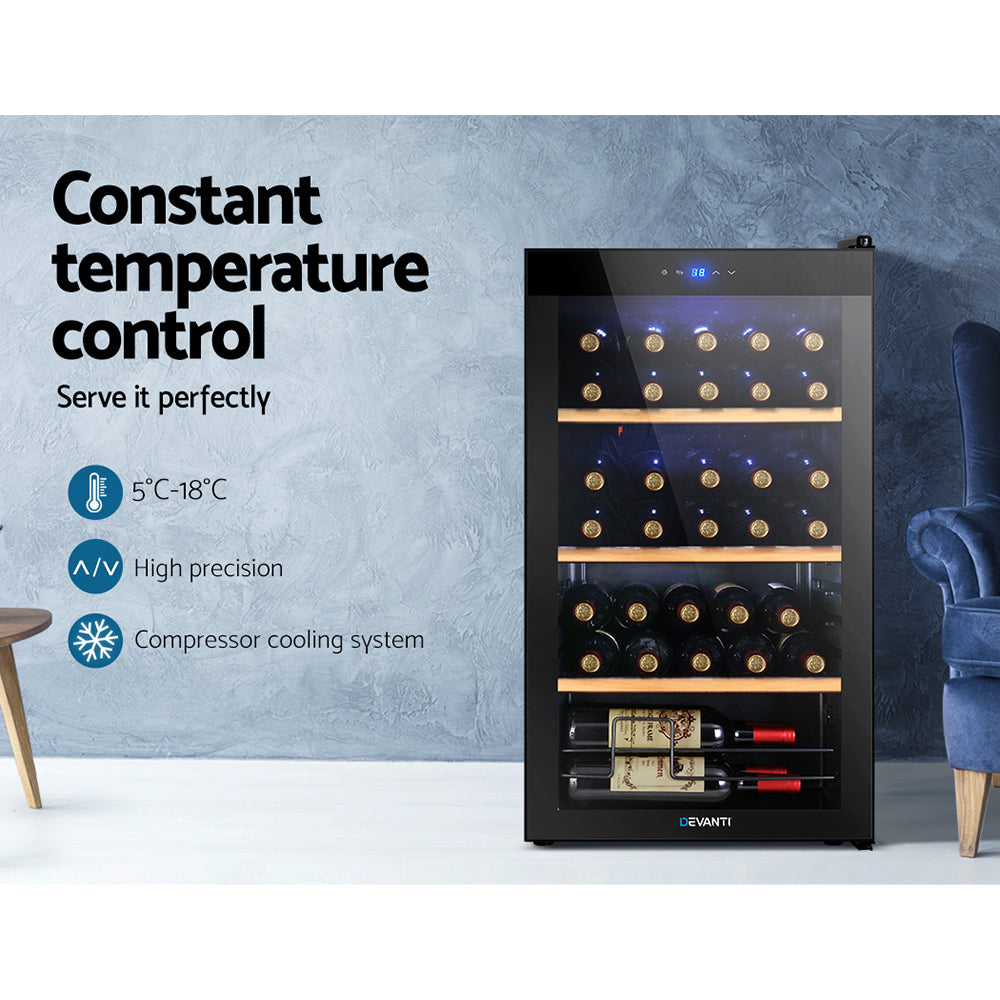 Devanti Wine Fridge Cooler 34 Bottles Appliances > Fridges & Freezers > Wine Fridges