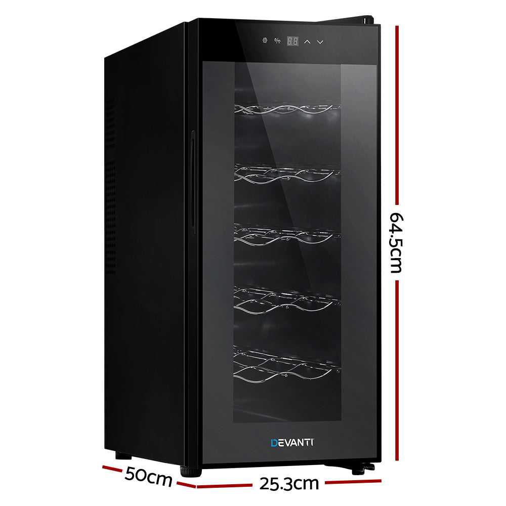 Devanti Wine Fridge Cooler 12 Bottles - Appliances > Fridges & Freezers > Wine Fridges
