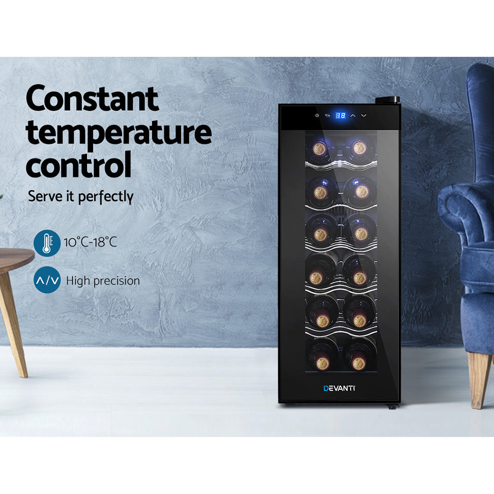 Devanti Wine Fridge Cooler 12 Bottles - Appliances > Fridges & Freezers > Wine Fridges