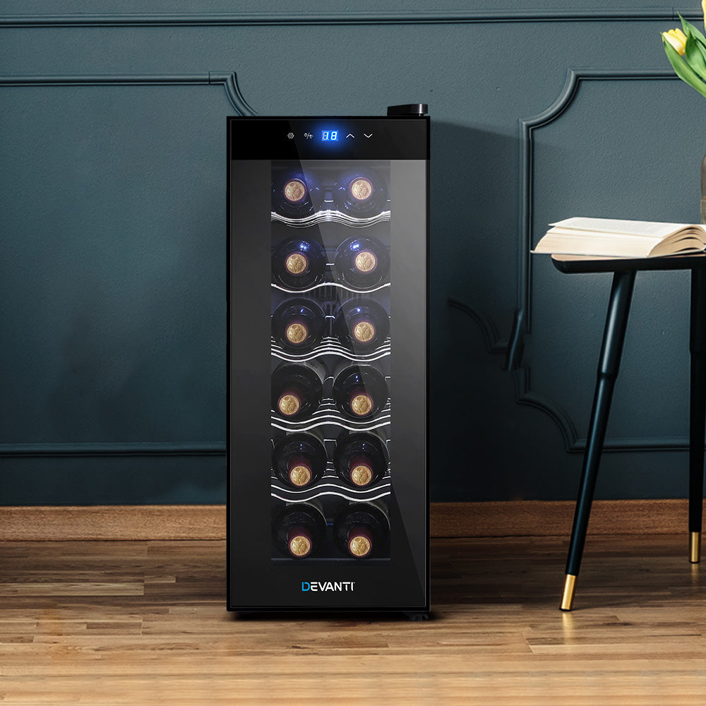 Devanti Wine Fridge Cooler 12 Bottles - Appliances > Fridges & Freezers > Wine Fridges