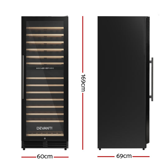 Devanti Wine Fridge Cooler Dual Zone 128 Bottles Appliances > Fridges & Freezers > Wine Fridges