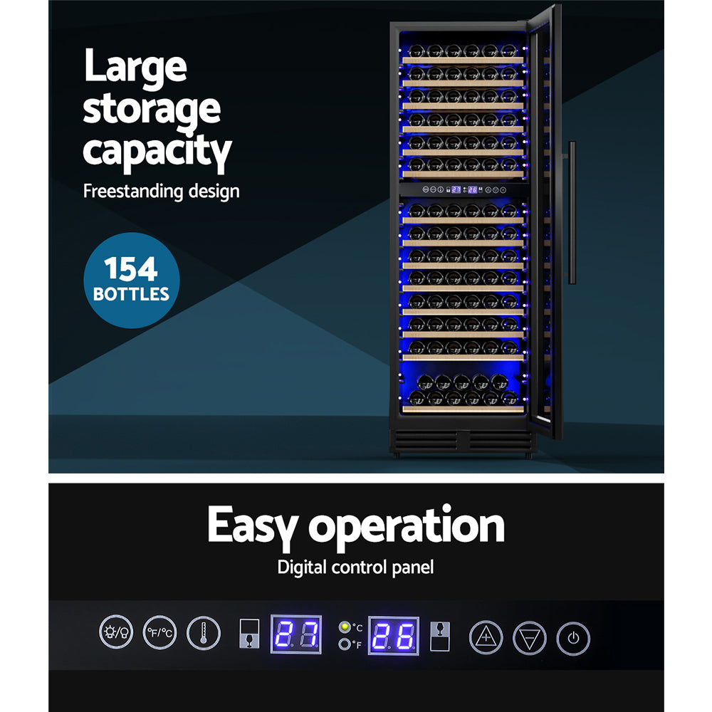 Devanti Wine Fridge Cooler Dual Zone 154 Bottles Appliances > Fridges & Freezers > Wine Fridges