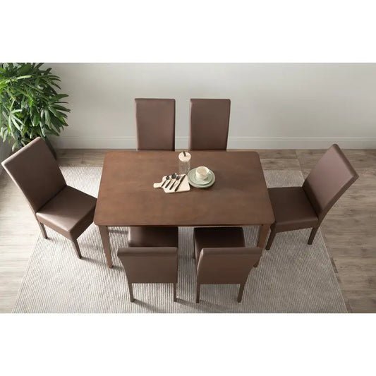 Allegro Dining Table + 6x Mesi Chair - 7 Piece Set - Cocoa