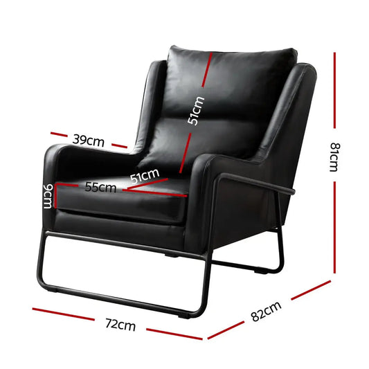 Armchair Accent Chair Pu Leather Wingback Black